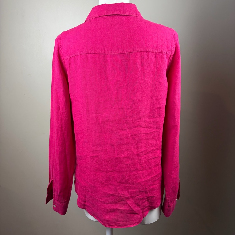 Lilly Pulitzer M Fuchsia Classic Linen Button-Down Shirt Preppy Spring Summer - Picture 4 of 8
